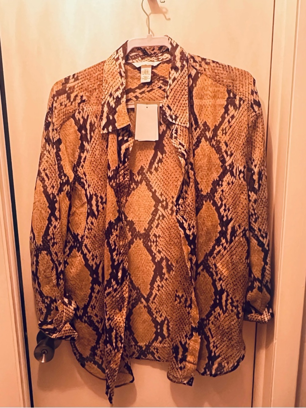 H&M Snake Print Blouse - Brown and Black XL - Picture 2 of 7